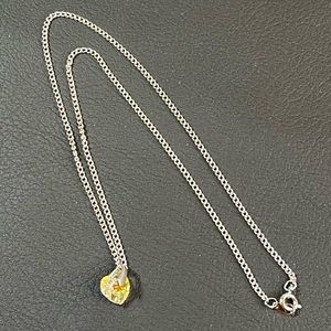 Silver-tone Rhinestone Heart Necklace